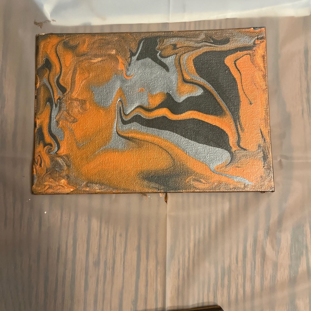 Handmade Abstract Orange and Gray Canvas Art